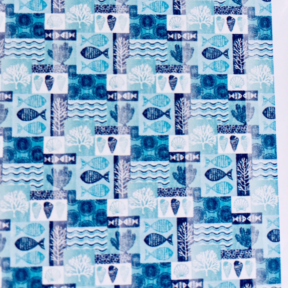 Atlantis Peva Shower Curtain Blue Fish Shell Coral